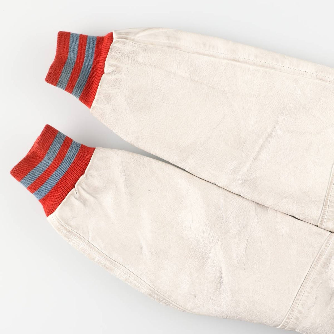 Vintage 70s-80'S Fordham Padded Varsity Jacket with Leather Sleeves and Wool Buttons, Men's Size L Genuine leather (sleeves) gray type Vintage Second Hand