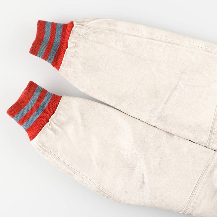 Vintage 70s-80'S Fordham Padded Varsity Jacket with Leather Sleeves and Wool Buttons, Men's Size L Genuine leather (sleeves) gray type Vintage Second Hand