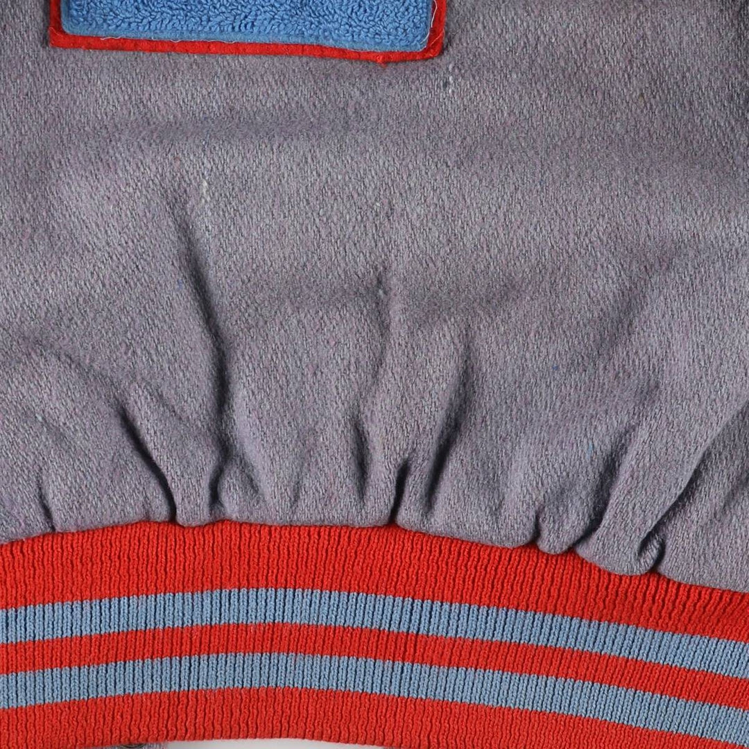 Vintage 70s-80'S Fordham Padded Varsity Jacket with Leather Sleeves and Wool Buttons, Men's Size L Genuine leather (sleeves) gray type Vintage Second Hand