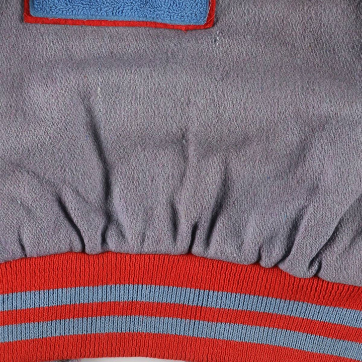 Vintage 70s-80'S Fordham Padded Varsity Jacket with Leather Sleeves and Wool Buttons, Men's Size L Genuine leather (sleeves) gray type Vintage Second Hand