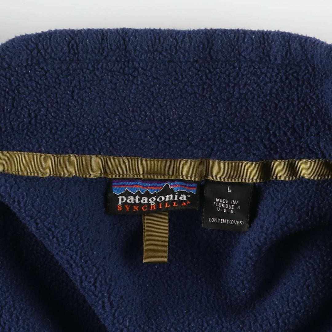 Patagonia Synchilla Fleece Jacket, Made in USA, Men's Size L polyester blue type Vintage Second Hand