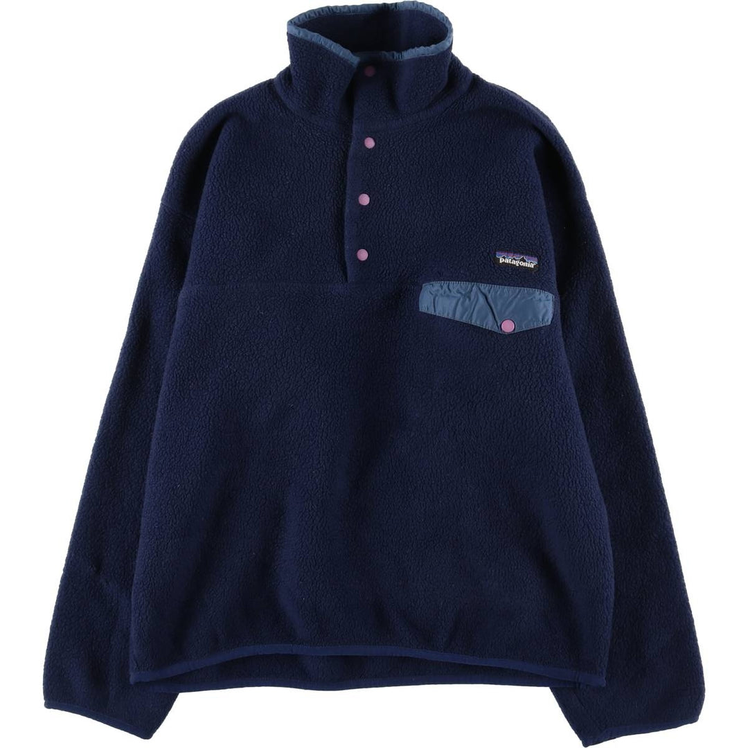 2000'S Patagonia Synchilla Snap-T (25450FA00) - Half-Snap Fleece Pullover, Men's Size Medium unclear blue type Vintage Second Hand