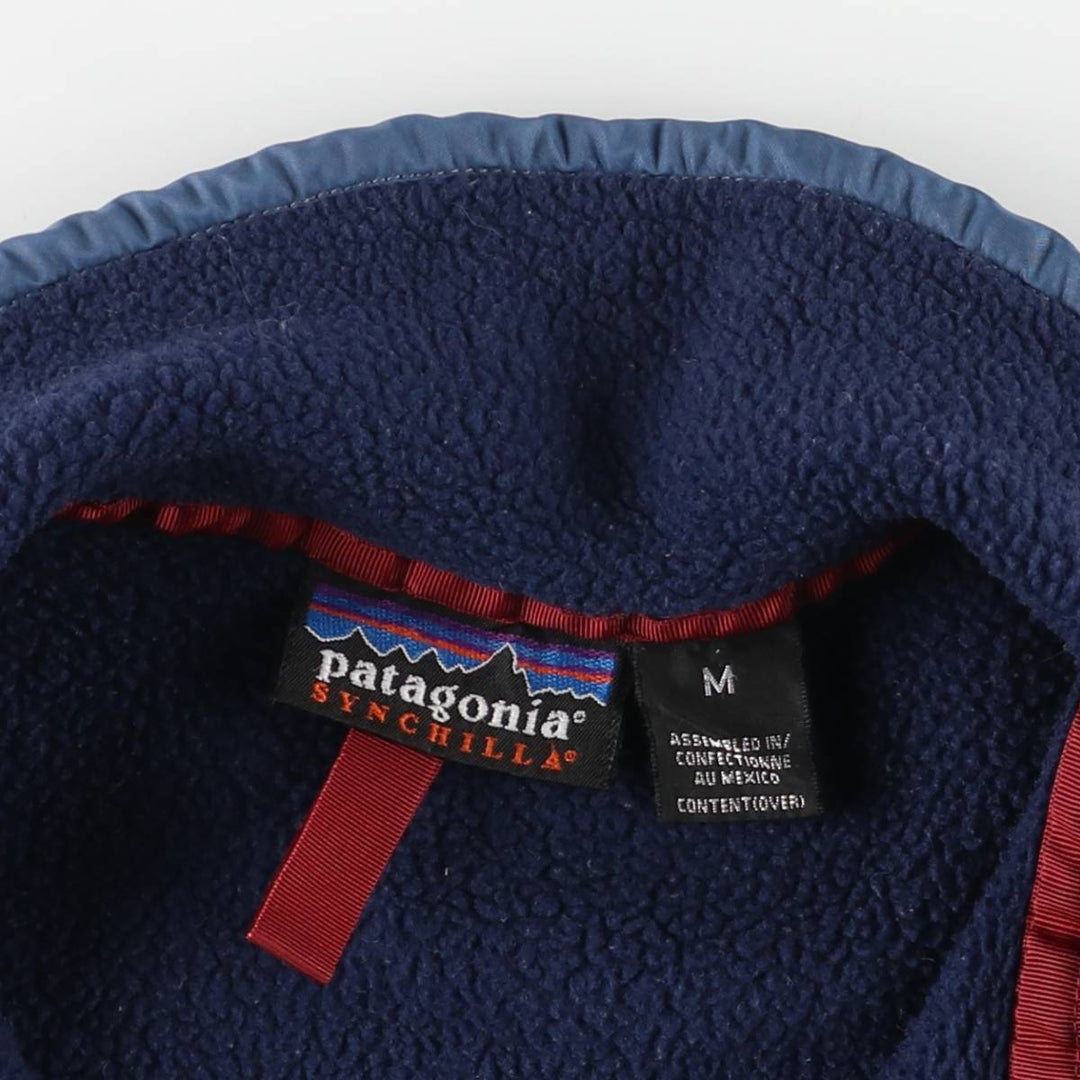 2000'S Patagonia Synchilla Snap-T (25450FA00) - Half-Snap Fleece Pullover, Men's Size Medium unclear blue type Vintage Second Hand