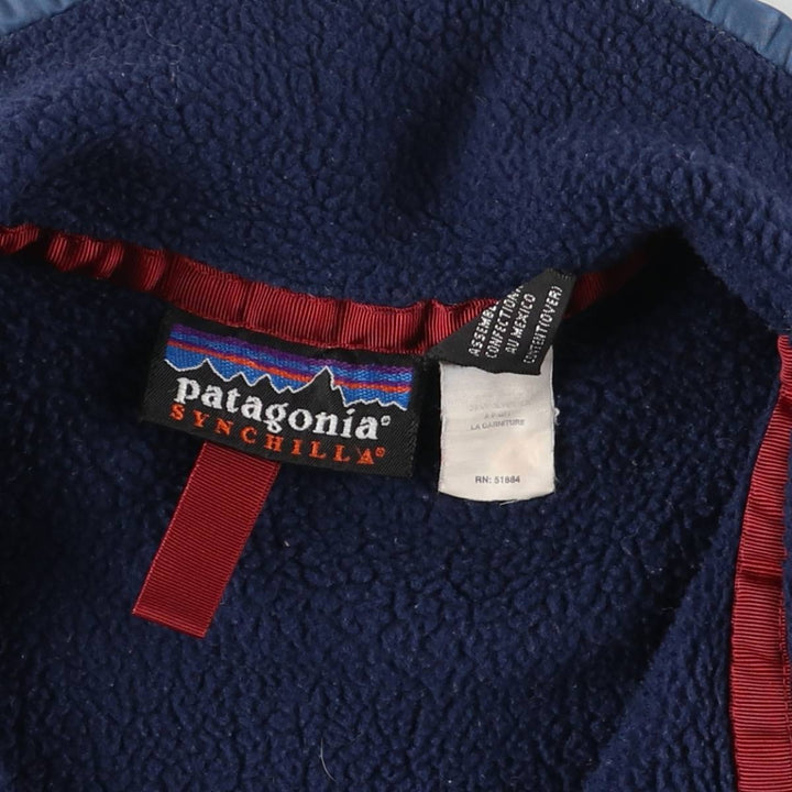 2000'S Patagonia Synchilla Snap-T (25450FA00) - Half-Snap Fleece Pullover, Men's Size Medium unclear blue type Vintage Second Hand