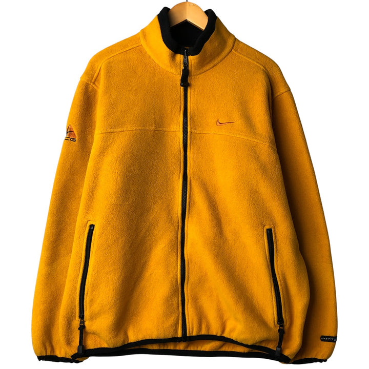 90s-00'S Nike ACG THERMAL LAYER 2 Fleece Jacket, Men's Size L polyester yellow type Vintage Second Hand