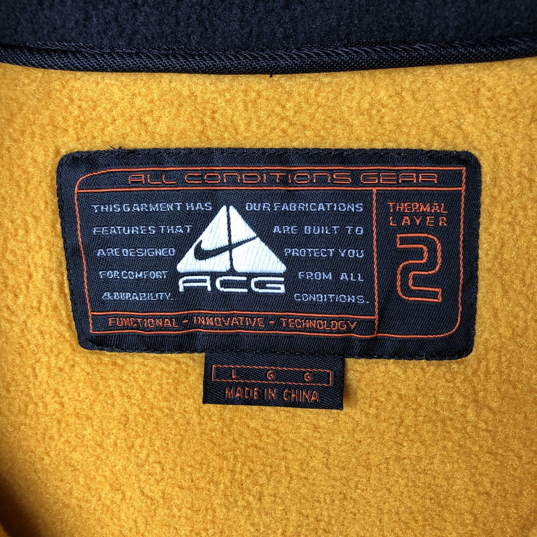 90s-00'S Nike ACG THERMAL LAYER 2 Fleece Jacket, Men's Size L polyester yellow type Vintage Second Hand