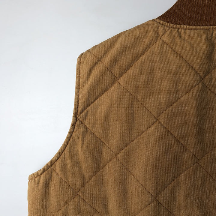 Duxbak Padded Duck Vest, Men's XL cotton beige type brown Vintage Second Hand