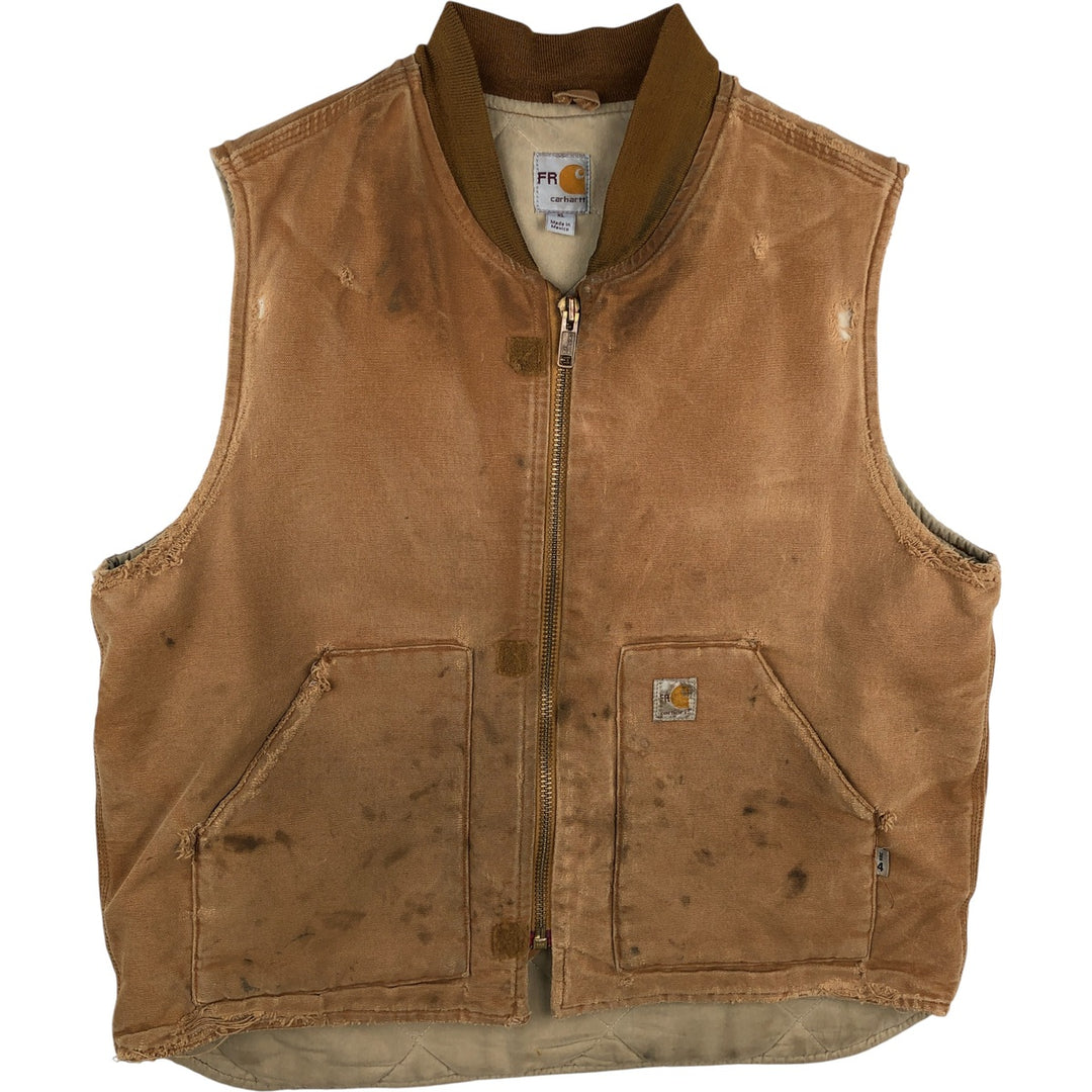 Carhartt FR Series Padded Duck Vest, Men's Size M (approx.) cotton beige type brown Vintage Second Hand