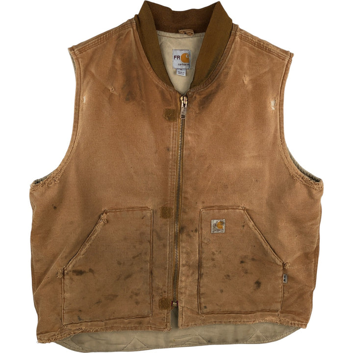 Carhartt FR Series Padded Duck Vest, Men's Size M (approx.) cotton beige type brown Vintage Second Hand