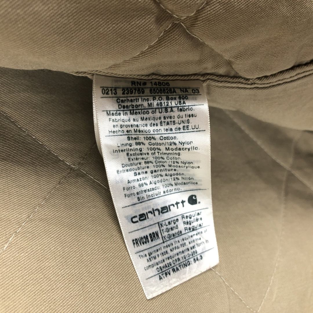 Carhartt FR Series Padded Duck Vest, Men's Size M (approx.) cotton beige type brown Vintage Second Hand