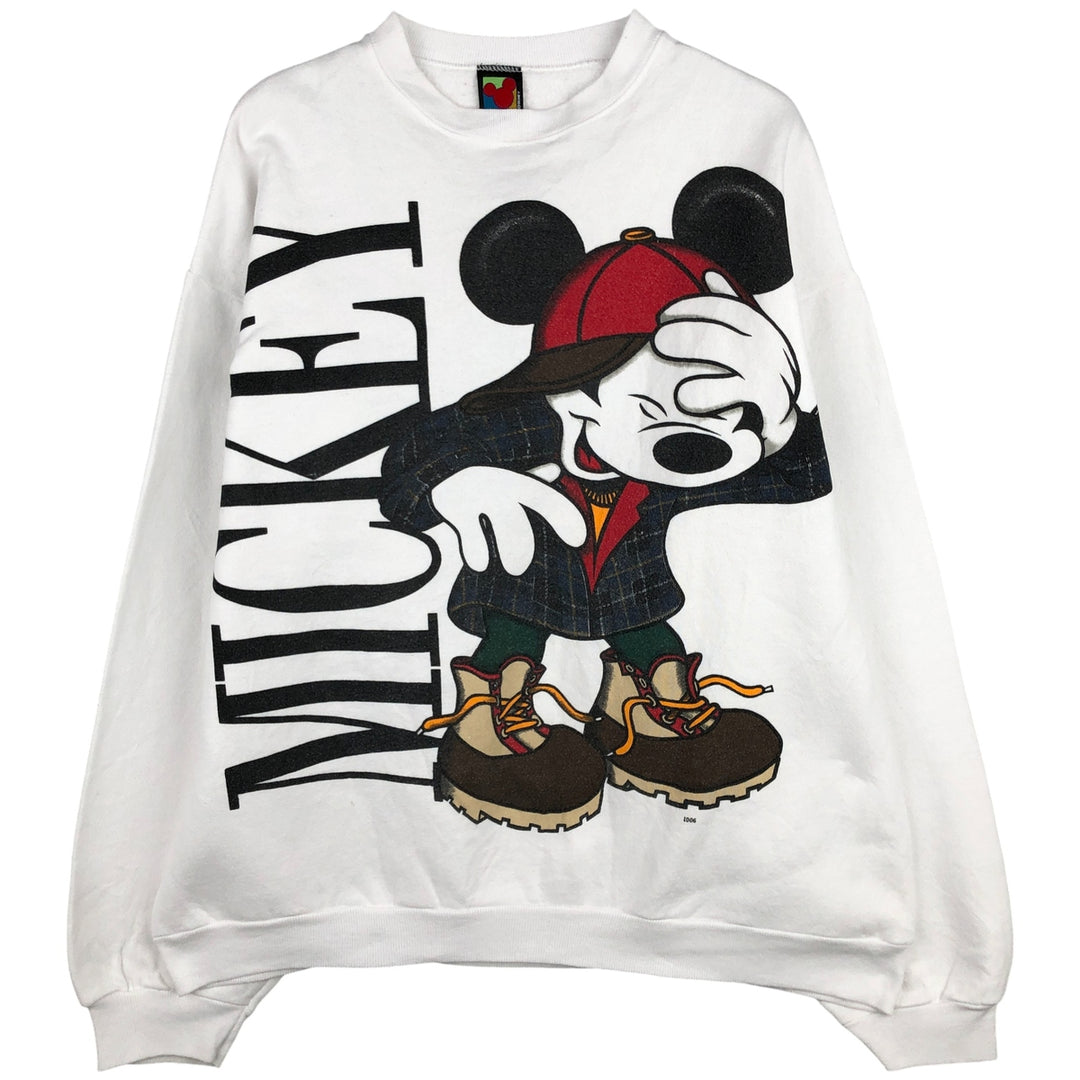 Vintage 90'S MICKY UNLIMITED Mickey Mouse character sweatshirt, Made in USA, Men's XL cotton white type Vintage Second Hand