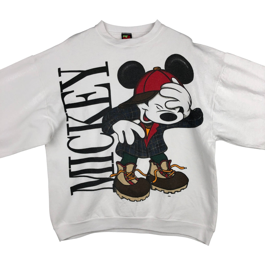 Vintage 90'S MICKY UNLIMITED Mickey Mouse character sweatshirt, Made in USA, Men's XL cotton white type Vintage Second Hand