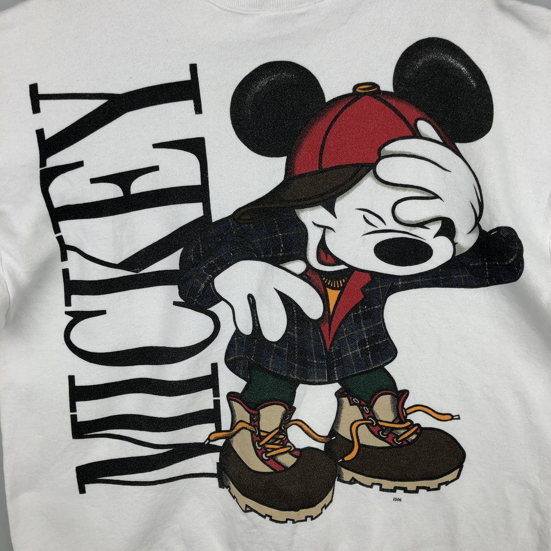 Vintage 90'S MICKY UNLIMITED Mickey Mouse character sweatshirt, Made in USA, Men's XL cotton white type Vintage Second Hand