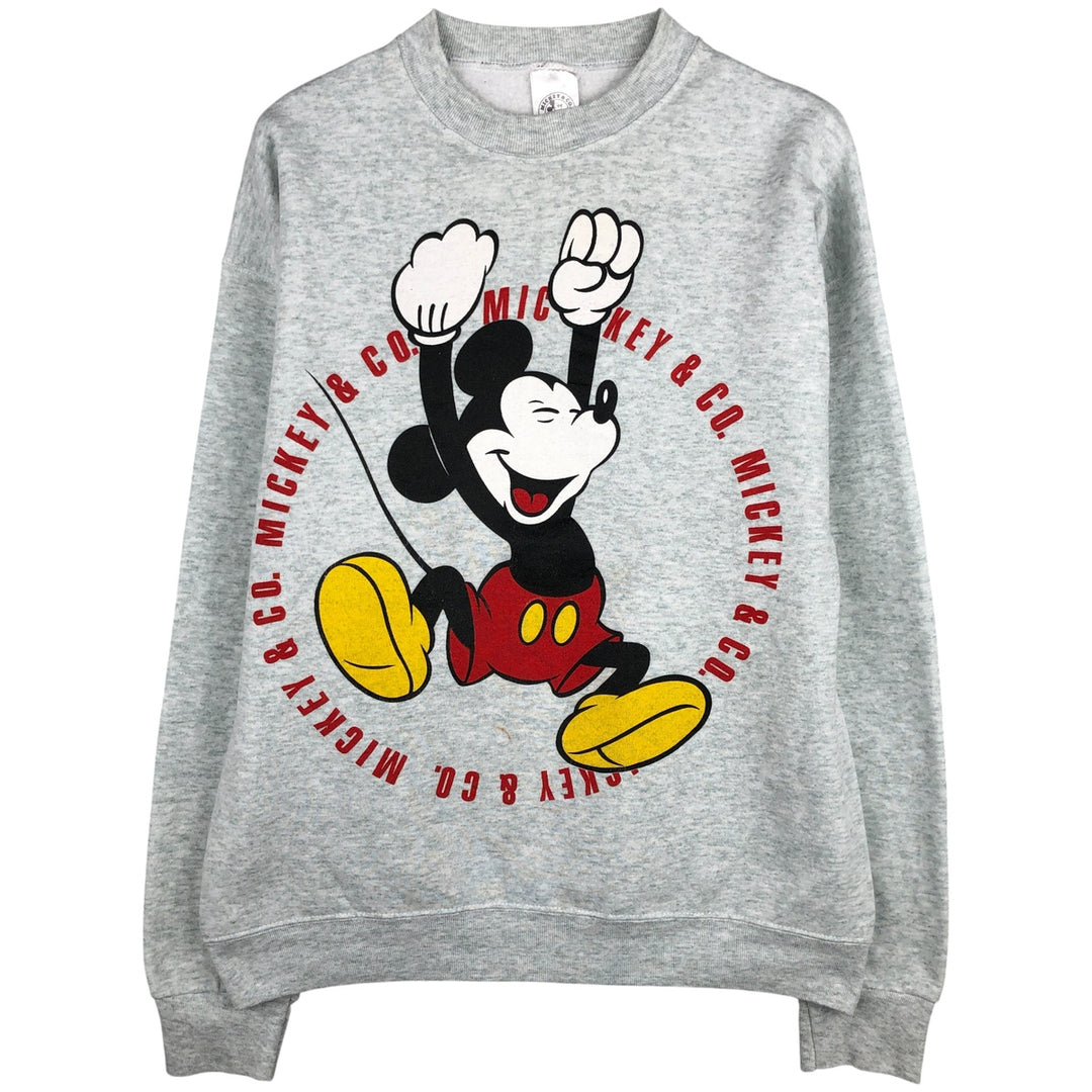 90'S Micky and Co. Mickey Mouse character sweatshirt, made in the USA, vintage, men's size XL cotton pale white type Vintage Second Hand