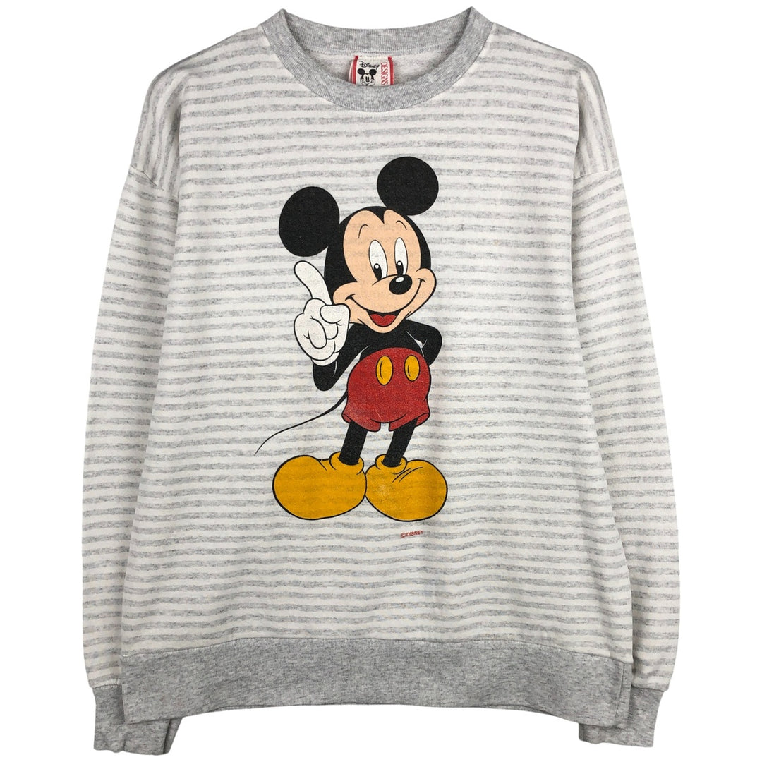 Vintage 90'S Disney Mickey Mouse striped sweatshirt, made in the USA, size XL. unclear gray type Vintage Second Hand