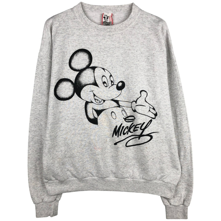 90'S Disney Mickey Mouse character sweatshirt, sweatshirt, made in USA, men's XL size, vintage cotton white type Vintage Second Hand