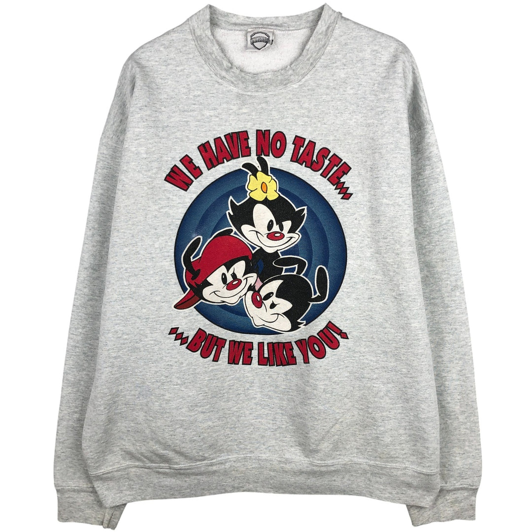 90'S ANIMANIACS Character Sweatshirt, Made in USA, Men's Size XL, Vintage cotton pale white type Vintage Second Hand