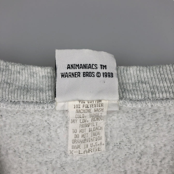 90'S ANIMANIACS Character Sweatshirt, Made in USA, Men's Size XL, Vintage cotton pale white type Vintage Second Hand