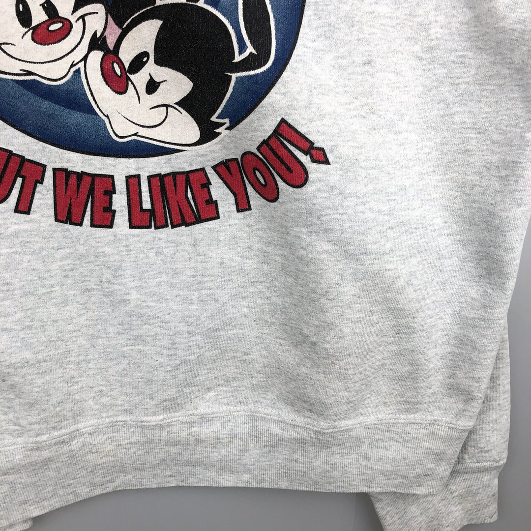 90'S ANIMANIACS Character Sweatshirt, Made in USA, Men's Size XL, Vintage cotton pale white type Vintage Second Hand