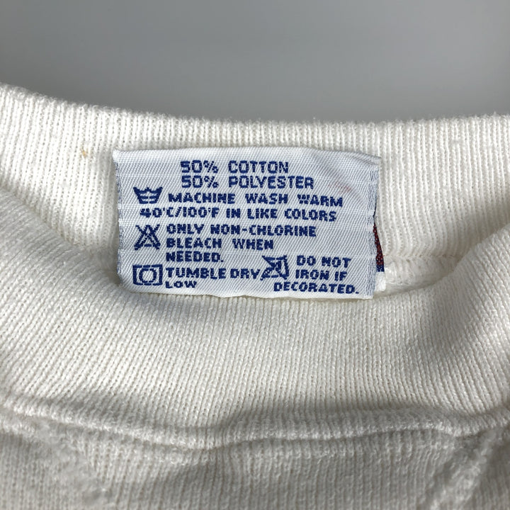 Vintage 1980'S Hanes blue tag print sweatshirt, made in the USA, size M, men's cotton white type Vintage Second Hand