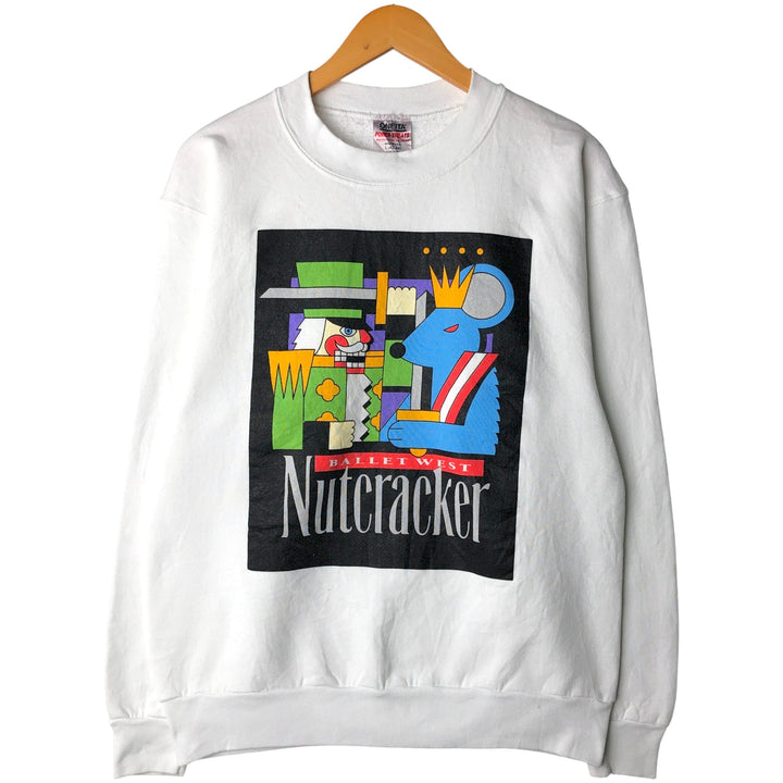 90'S ONEITA POWER-SWEATS Printed Sweatshirt Trainer Made in USA Men's Size L Vintage cotton white type Vintage Second Hand