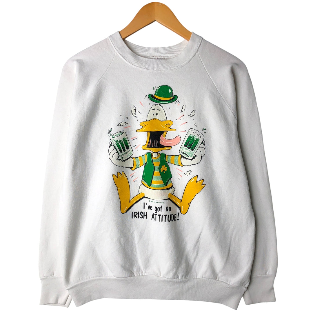 Vintage 1980'S Fruit of the Loom print sweatshirt, made in the USA, size L, men's cotton white type Vintage Second Hand