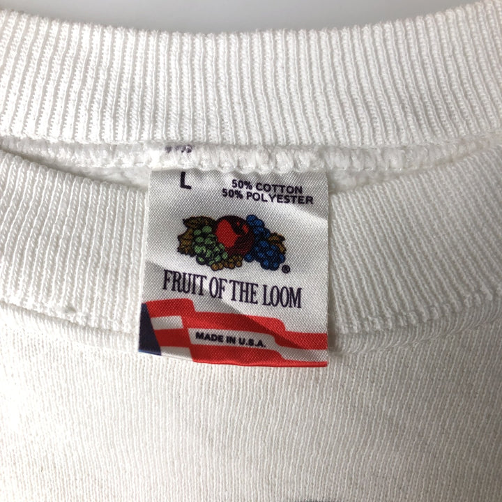 Vintage 1980'S Fruit of the Loom print sweatshirt, made in the USA, size L, men's cotton white type Vintage Second Hand