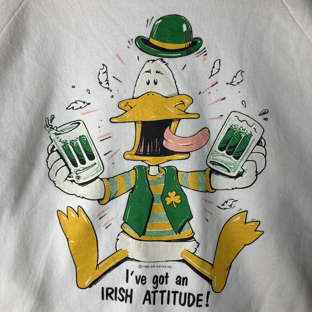 Vintage 1980'S Fruit of the Loom print sweatshirt, made in the USA, size L, men's cotton white type Vintage Second Hand