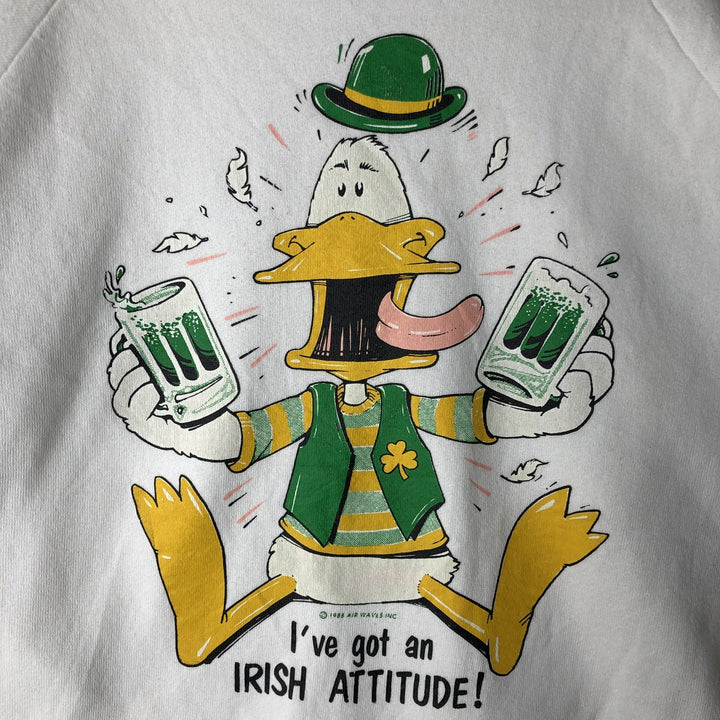Vintage 1980'S Fruit of the Loom print sweatshirt, made in the USA, size L, men's cotton white type Vintage Second Hand