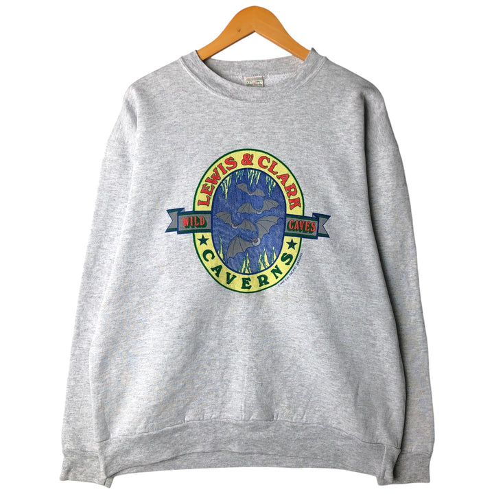 80'S Printed Sweatshirt, Made in USA, Men's Size XL cotton pale white type Vintage Second Hand