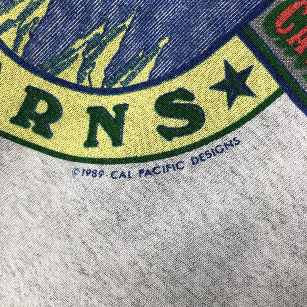 80'S Printed Sweatshirt, Made in USA, Men's Size XL cotton pale white type Vintage Second Hand