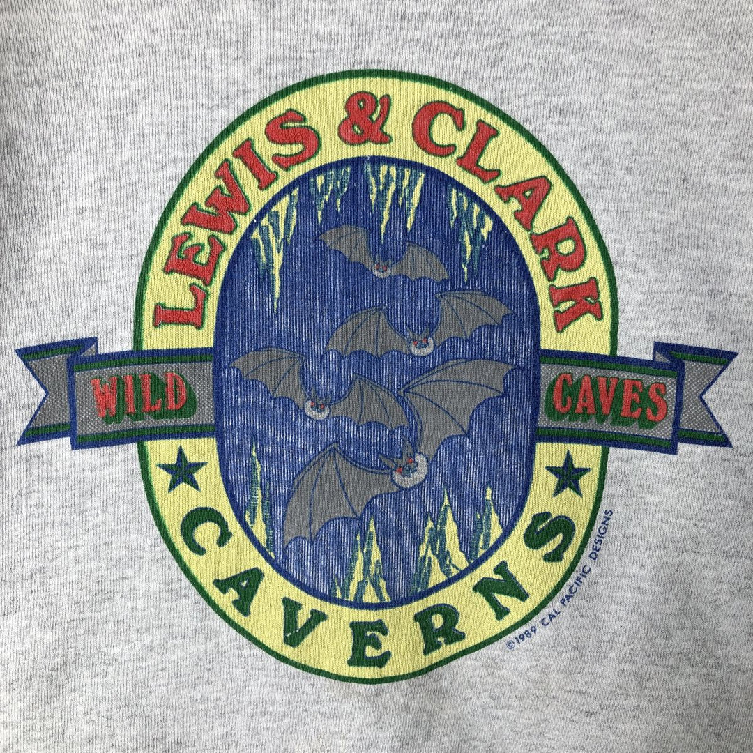 80'S Printed Sweatshirt, Made in USA, Men's Size XL cotton pale white type Vintage Second Hand