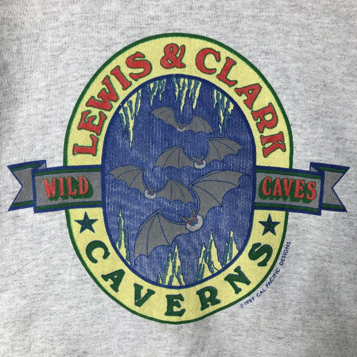 80'S Printed Sweatshirt, Made in USA, Men's Size XL cotton pale white type Vintage Second Hand