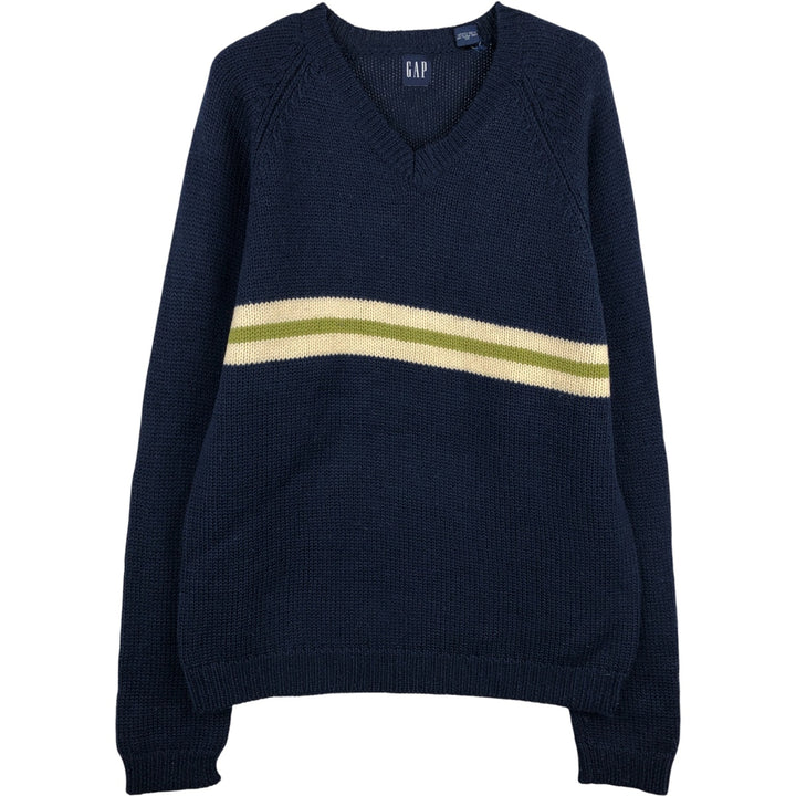 90'S GAP Old Gap V-neck wool knit sweater, men's size L, vintage wool navy blue type Vintage Second Hand