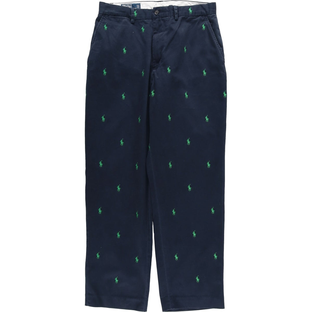 Ralph Lauren POLO by Ralph Lauren all-over print chino pants, men's size W32 cotton navy blue type Vintage Second Hand