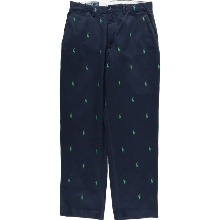 Ralph Lauren POLO by Ralph Lauren all-over print chino pants, men's size W32 cotton navy blue type Vintage Second Hand
