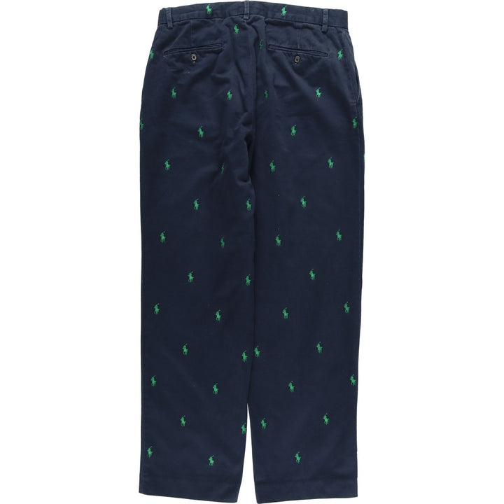 Ralph Lauren POLO by Ralph Lauren all-over print chino pants, men's size W32 cotton navy blue type Vintage Second Hand
