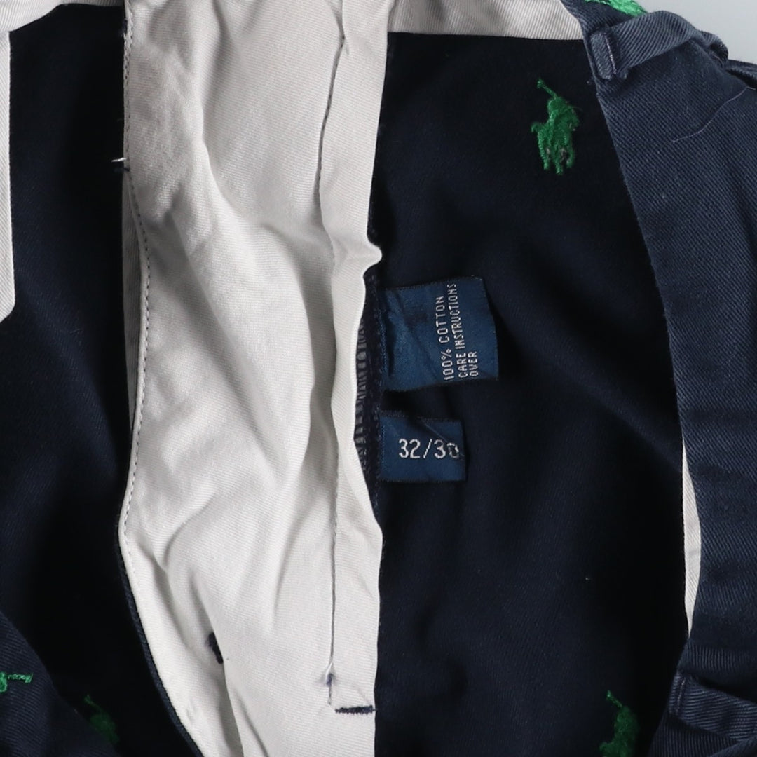 Ralph Lauren POLO by Ralph Lauren all-over print chino pants, men's size W32 cotton navy blue type Vintage Second Hand