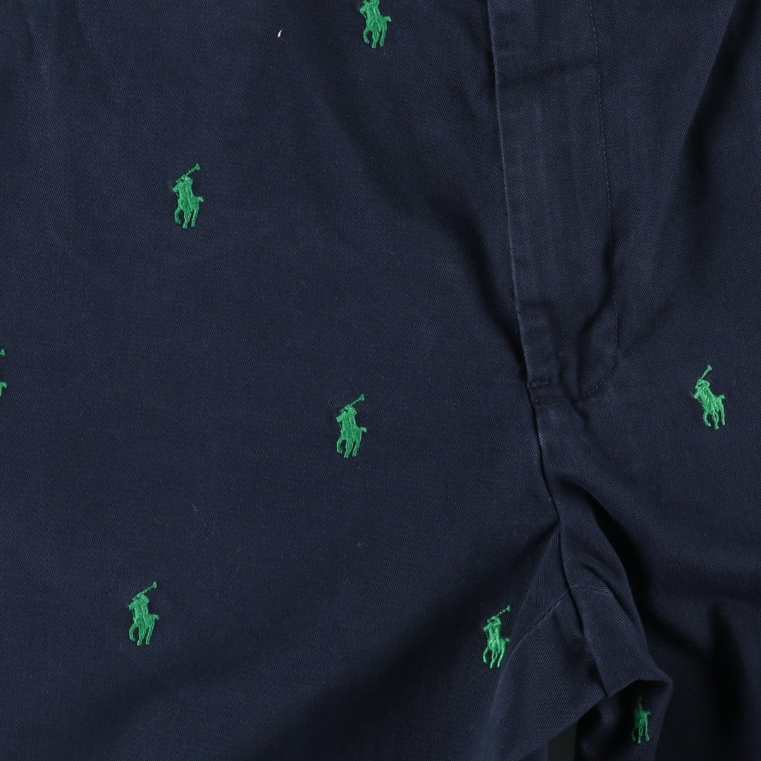 Ralph Lauren POLO by Ralph Lauren all-over print chino pants, men's size W32 cotton navy blue type Vintage Second Hand