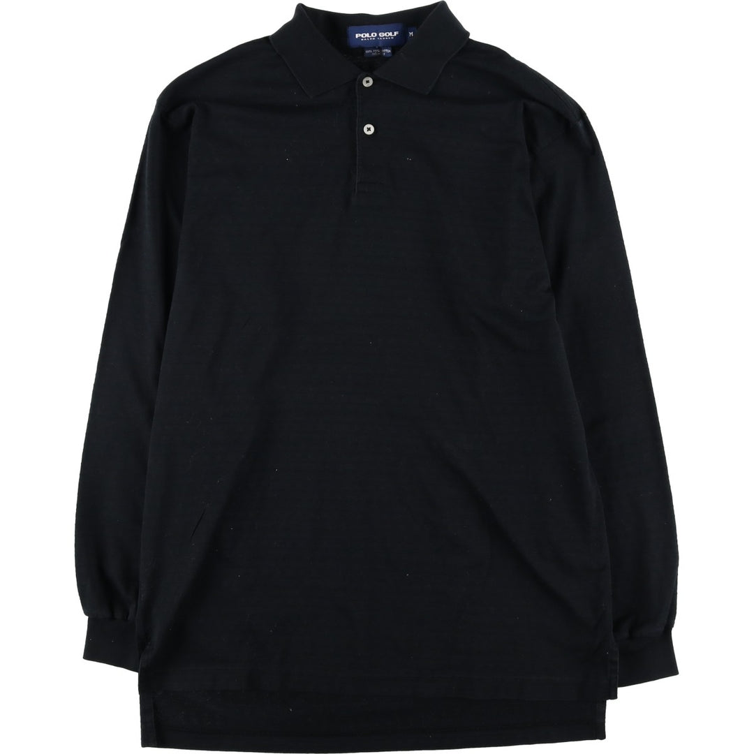 Ralph Lauren POLO GOLF All-Over Fair Isle Pattern Long Sleeve Polo Shirt, Men's Size Medium Pima Cotton navy blue type Vintage Second Hand
