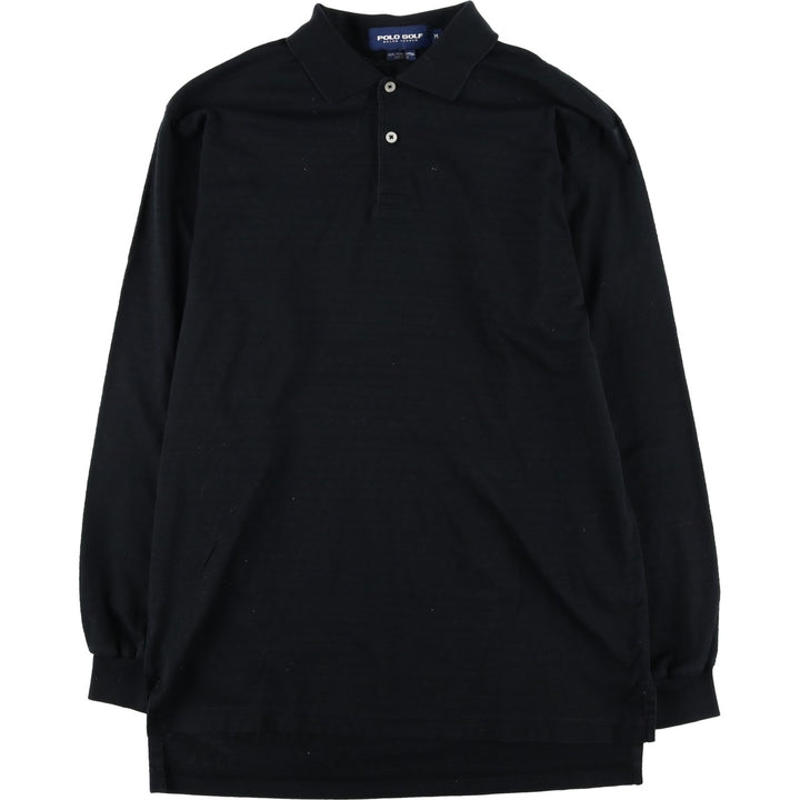 Ralph Lauren POLO GOLF All-Over Fair Isle Pattern Long Sleeve Polo Shirt, Men's Size Medium Pima Cotton navy blue type Vintage Second Hand