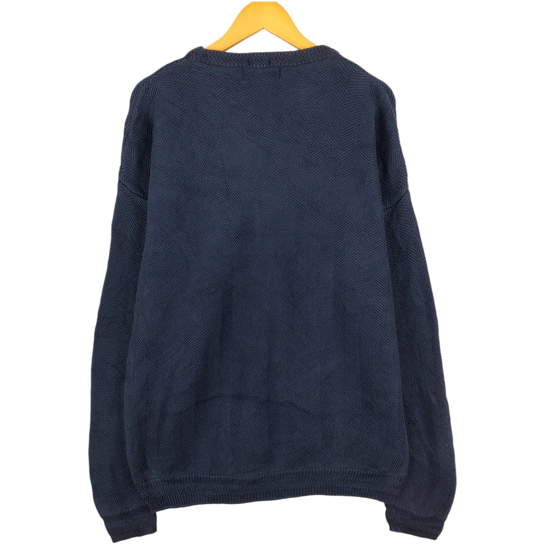 Ralph Lauren CHAPS Herringbone Cotton Knit Sweater Men's XL cotton navy blue type Vintage Second Hand