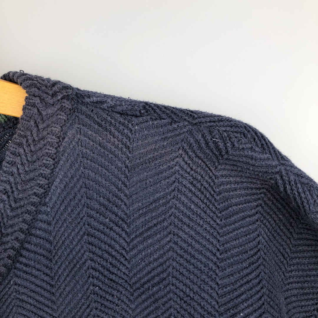 Ralph Lauren CHAPS Herringbone Cotton Knit Sweater Men's XL cotton navy blue type Vintage Second Hand