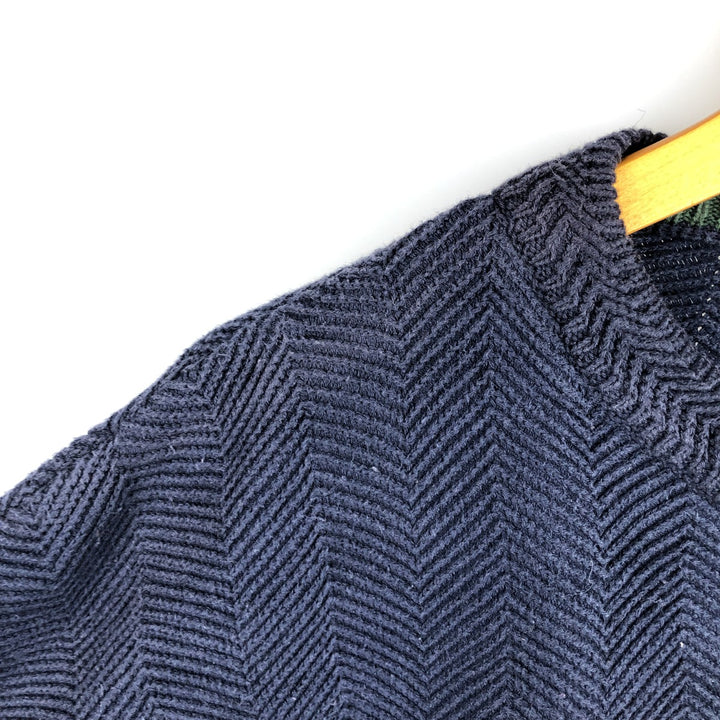 Ralph Lauren CHAPS Herringbone Cotton Knit Sweater Men's XL cotton navy blue type Vintage Second Hand