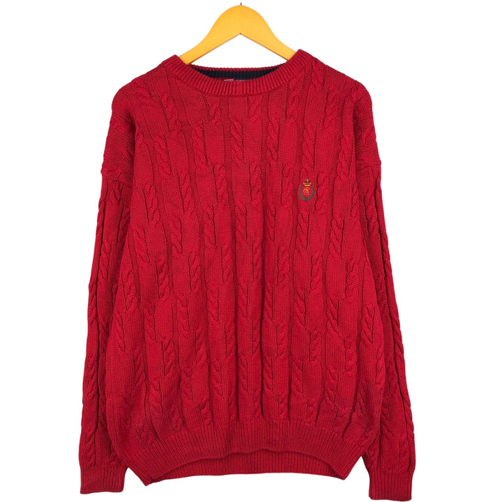 Ralph Lauren Chaps cable knit cotton sweater, size M, men's cotton red type Vintage Second Hand