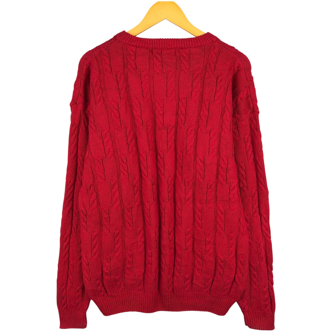 Ralph Lauren Chaps cable knit cotton sweater, size M, men's cotton red type Vintage Second Hand