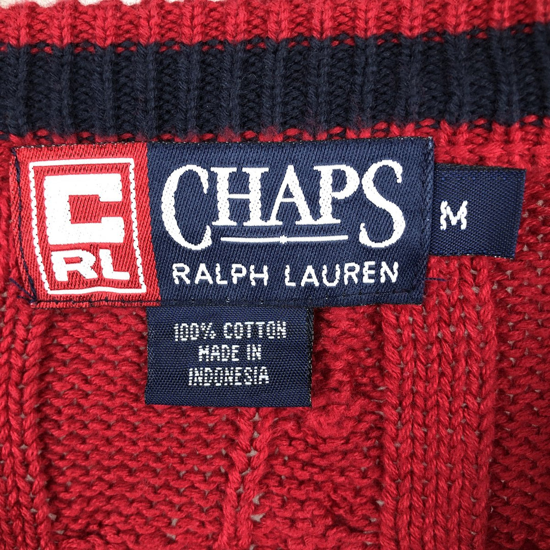 Ralph Lauren Chaps cable knit cotton sweater, size M, men's cotton red type Vintage Second Hand