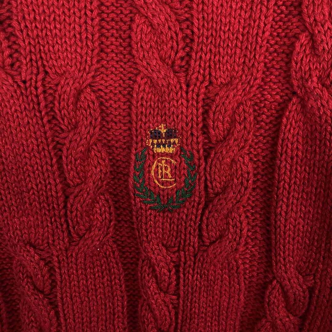 Ralph Lauren Chaps cable knit cotton sweater, size M, men's cotton red type Vintage Second Hand