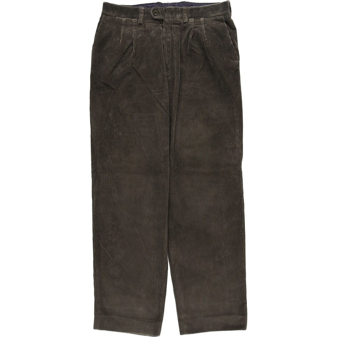 PEDRO DEL HIERRO Two-pleat Corduroy Pants, Made in Spain, Men's Size W33 cotton Khaki type sage green Vintage Second Hand