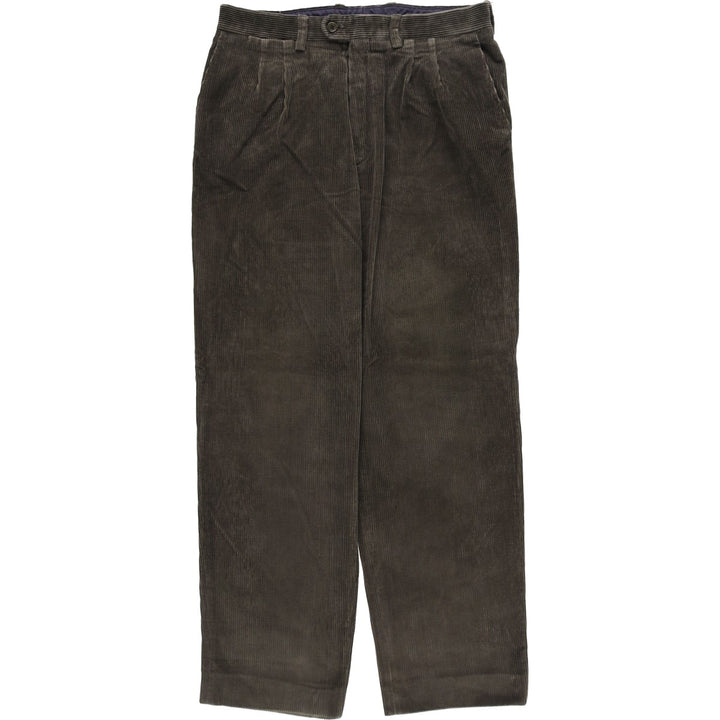 PEDRO DEL HIERRO Two-pleat Corduroy Pants, Made in Spain, Men's Size W33 cotton Khaki type sage green Vintage Second Hand
